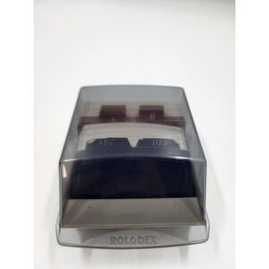 Vintage Rolodex S310C Desktop Card File Tan Smoke Cover Made in USA with Cards